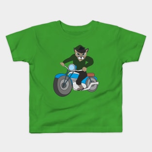 Сat on a motorcycle Kids T-Shirt